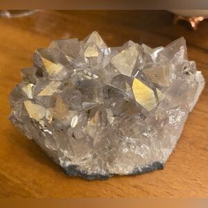 Crystal-NEW~Rainbow Aura quartz cluster free form that has shimmery